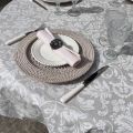 Rectangular coated cotton tablecloth "Versalles" ecru and pale grey