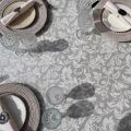 Nappe rectangulaire en coton enduit "Versalles" naturel et gris clair