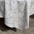 Nappe rectangulaire en coton enduit "Versalles" naturel et gris clair