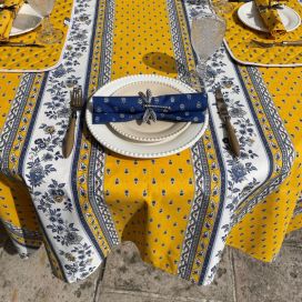 Nappe provençale rectangulaire en coton "Avignon" jaune et bleu "Marat d'Avignon"
