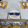 Nappe rectangulaire placée en coton "Avignon" jaune et bleu
