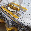 Nappe rectangulaire placée en coton "Avignon" jaune et bleu