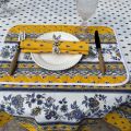 Nappe rectangulaire placée en coton "Avignon" jaune et bleu