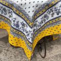 Rectangular centred tablecloth in cotton "Avignon" yellow and red from Tissus Toselli
