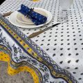 Rectangular centred tablecloth in cotton "Avignon" yellow and red from Tissus Toselli