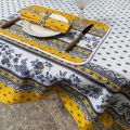 Nappe rectangulaire placée en coton "Avignon" jaune et bleu