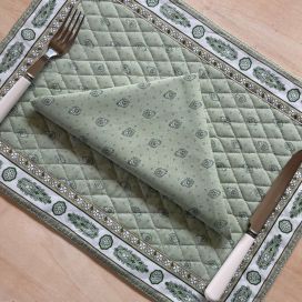 Cotton table napkins "Bastide" allover green Marat d'Avignon