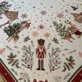 Jacquard tablecloth "Casse Noisette" green and red, Tissus Toselli