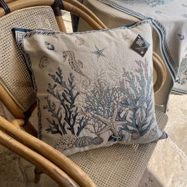 Provence Jacquard cushion cover "Seychelles" from Tissus Toselli in Nice