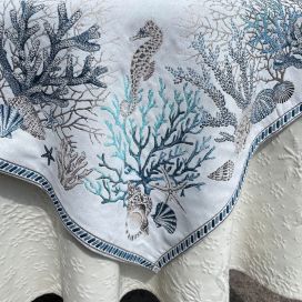 Carré de table en Jacquard Lavandes et olives "Castillon", Tissus Toselli