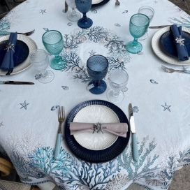 Rectangular Jacquard tablecloth "Seychelles" Tissus Toselli