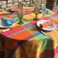 Webbed Jacquard tablecloth, stain resistant "Valescure" multi-colored