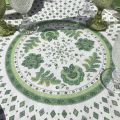 Provence coated cotton round tablecloth "Mirabeau" green