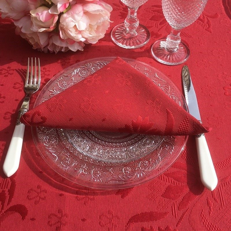 Damasked Jacquard table napkin "Delft" Red