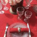 Jacquard round tablecloth, cotton and polytester "Delft"  red