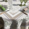 Rectangular Jacquard webbed tablecloth  Olives "Lubéron" TISSUS TOSELLI, Nice