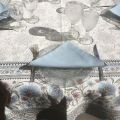 Rectangular Jacquard tablecloth  "Seillans" blue, Tissus Toselli