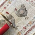 Provence Jacquard placemat, hens and roosters"Lafayette" from Tissus Toselli in Nice