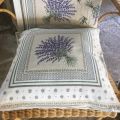 Provence Jacquard cushion cover, Olives and lavender "Castillon" from Tissus Toselli in Nice