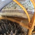 Provence Jacquard cushion cover, Olives and lavender "Lubéron" from Tissus Toselli in Nice