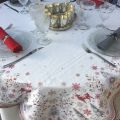 Rectangular Jacquard tablecloth "Vallée" grey and red, Tissus Toselli