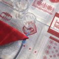 Rectangular cotton tablecloth "Valberg" natural and red