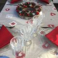 Rectangular cotton tablecloth "Auron" red bordure