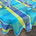Rectangular Jacquard tablecloth, stain resistant Teflon "Maussanne" turquoise