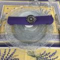 Provence Jacquard placemat, Olives and lavender "Castillon" yellow from Tissus Toselli in Nice
