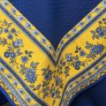Rectangular damask Jacquard tablecloth, blue, bordure "Avignon" blue and yellow