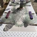 Provence rectangular tablecloth in cotton "Lauris" Lavenders and olives ecru