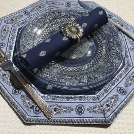 Octogonal quilted placemats "Bastide" Navy, by Marat d'Avignon