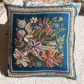 Provence Jacquard cushion cover, "Porto Rico" blue and yellow  from Tissus Toselli in Nice