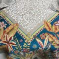 Rectangular Jacquard tablecloth  "Porto Rico"  blue and linen color by Tissus Toselli