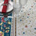 Jacquard webbed tablecloth  "Roussillon" blue and gold, TISSUS TOSELLI, Nice