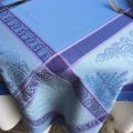 Jacquard polyester tablecloth "Lavandiere" lavender color from "Sud Etoffe"