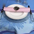 Jacquard polyester tablecloth "Lavandiere" lavender color from "Sud Etoffe"