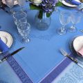 Rectangular Jacquard polyester tablecloth "Lavandiere" lavender color from "Sud Etoffe"