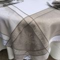Rectangular Jacquard polyester tablecloth "Lavandiere" naturel from "Sud Etoffe"