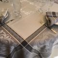 Jacquard polyester tablecloth "Eygalière" grey from "Sud Etoffe"