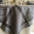 Rectangular Jacquard polyester tablecloth "Eygalière" grey from "Sud Etoffe"