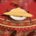 Coated cotton round tablecloth "Avignon" yellow and red by "Marat d'Avignon"