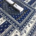 Bordered quilted placemats "Avignon" white and blue, by Marat d'Avignon