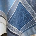 Rectangular Jacquard tablecloth "Versailles" grey and blue, by Tissus Toselli