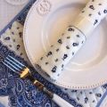 Serviette en coton "Tradition" Bleue et blanche  "Marat d'Avignon