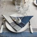 Webbed Jacquard tablecloth "Vaucluse" grey and blue, by TISSUS TOSELLI, Nice