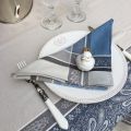 Nappe tissée Jacquard "Vaucluse" grise et bleue, TISSUS TOSELLI, Nice