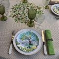 Round tablecloth in cotton, diameter 91"  "Nyons" olives Off-White, by TISSUS TOSELLI