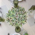 Round tablecloth in cotton, diameter 91"  "Nyons" olives Off-White, by TISSUS TOSELLI