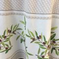 Round tablecloth in cotton, diameter 91"  "Nyons" olives Off-White, by TISSUS TOSELLI